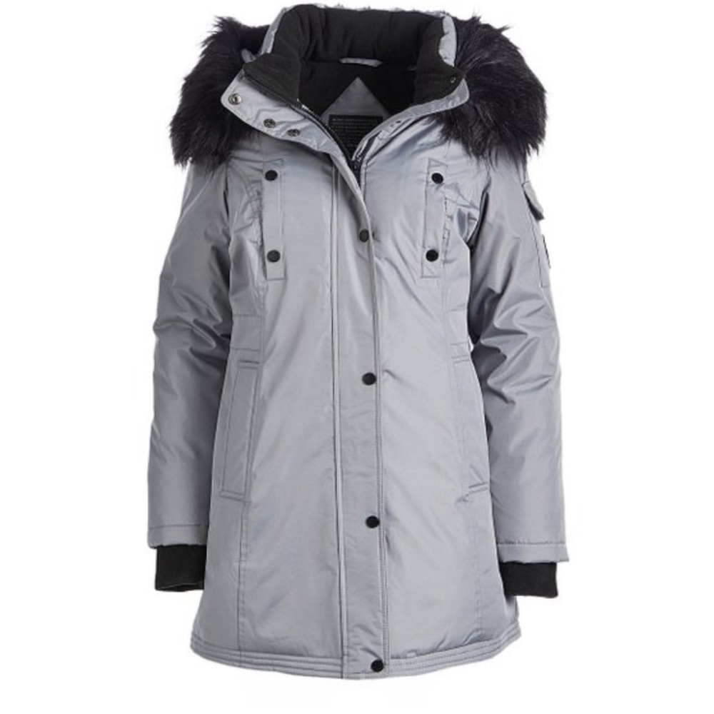 Steve Madden Faux Fur Trim Hood Parka